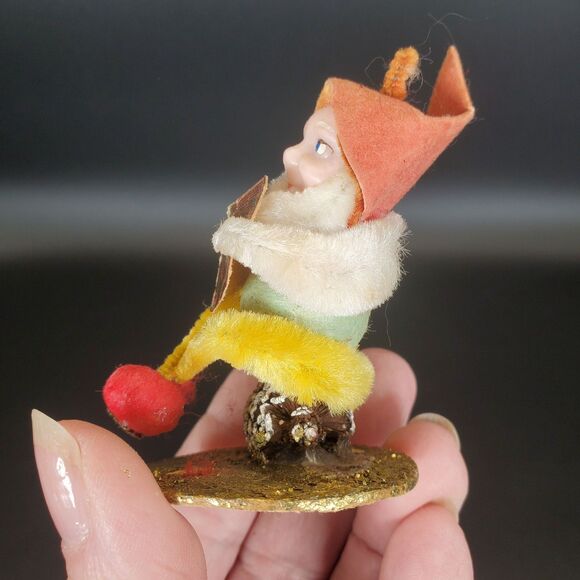 Vintage Pinecone Elf Singing Noel Ornament 1950s Christmas Decor - Picture 4 of 7